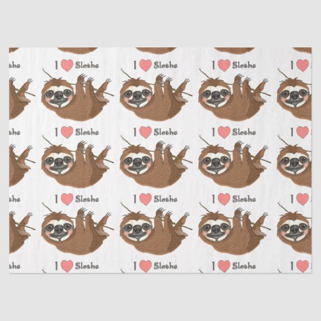 I Heart Sloths Baby Animal Seidenpapier (Vorderseite)