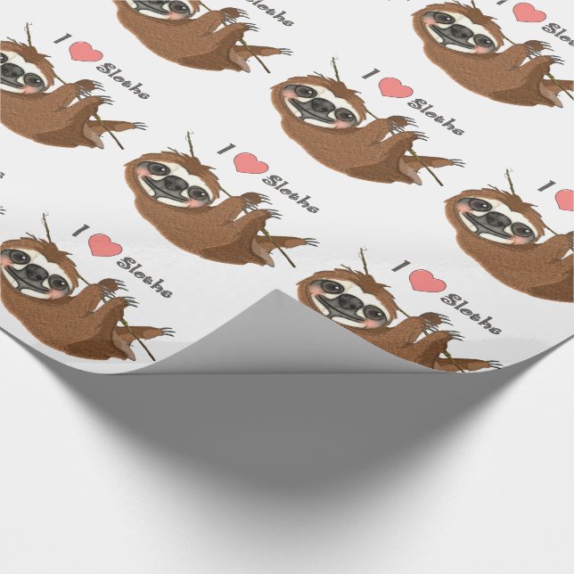 I Heart Sloths Baby Animals Geschenkpapier (Ecke)