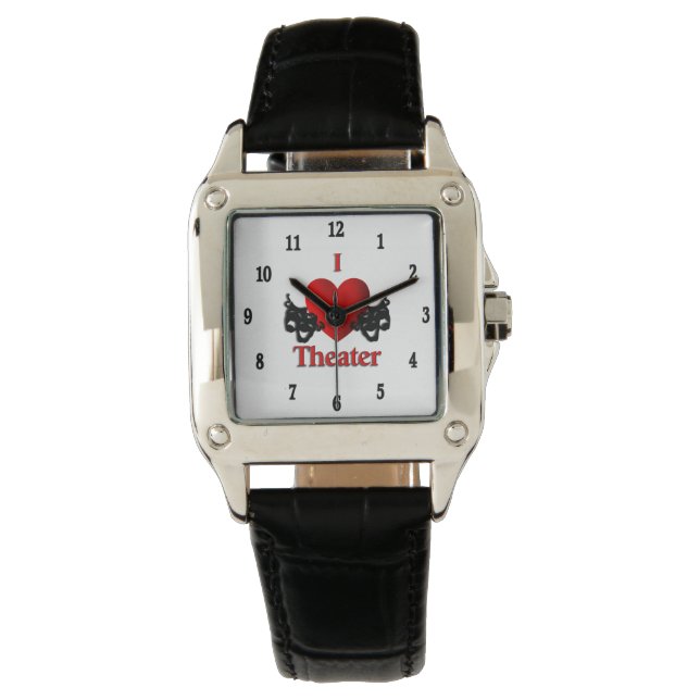 I Heart Theater Black Numbers Armbanduhr (Vorderseite)