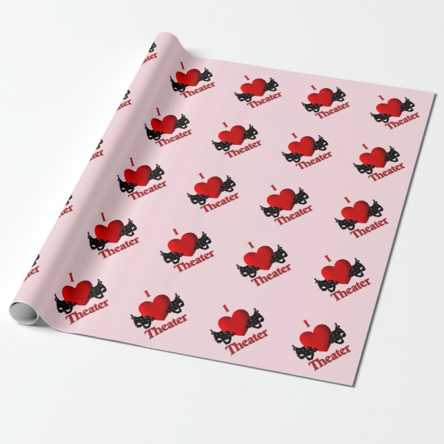 I Heart Theater Pink Geschenkpapier (Ungerollt)