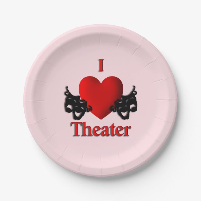 I Heart Theater Pink Pappteller (Vorderseite)