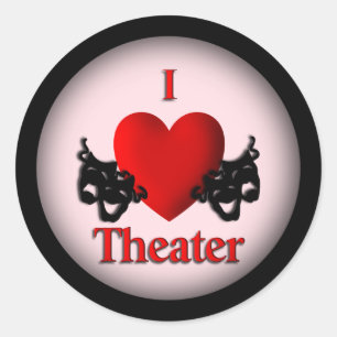 I Heart Theater Pink Runder Aufkleber