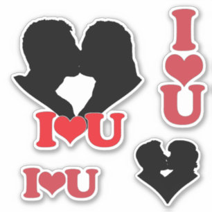 I Heart U Couple Scrap Book Aufkleber