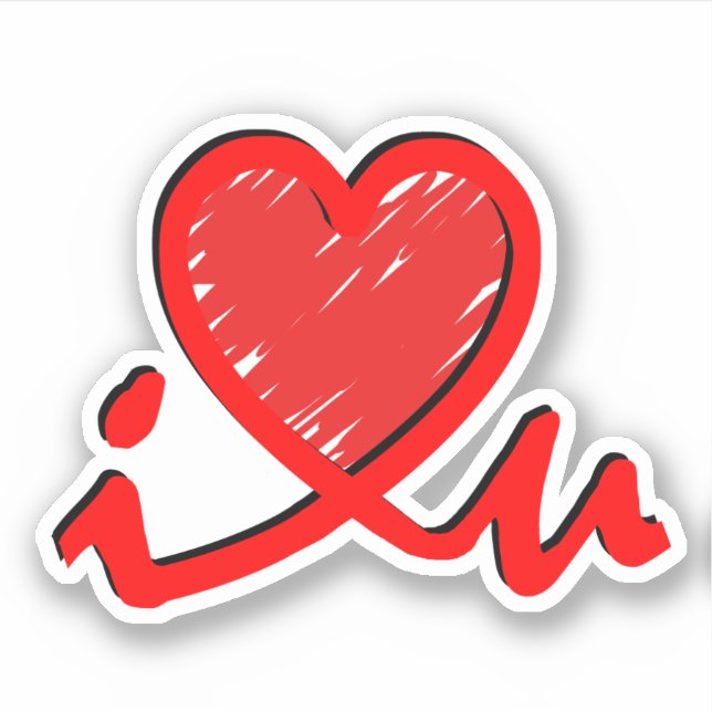 I Heart U - Love  Aufkleber (Vorderseite)