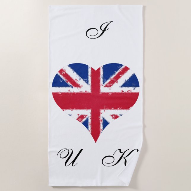 I Heart UK British Flag Strandtuch (Vorderseite)