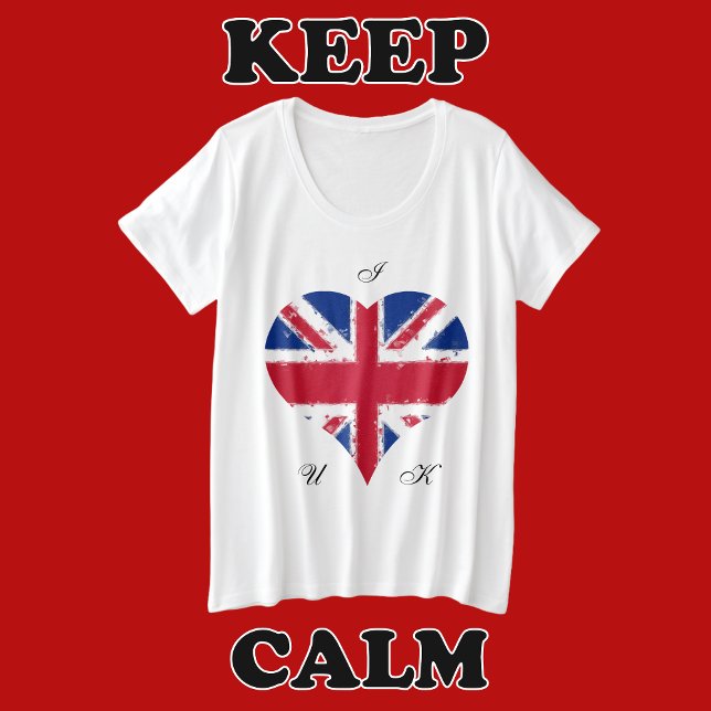 I Heart UK British Flag Union Jack Große Größe T-Shirt (Union Jack T-shirt)