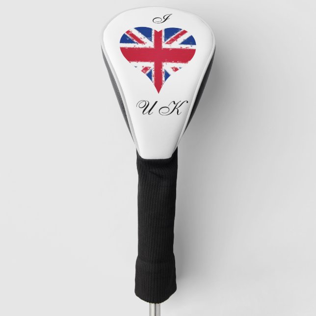 I Heart UK England Britische Flagge Golf Headcover (Vorderseite)