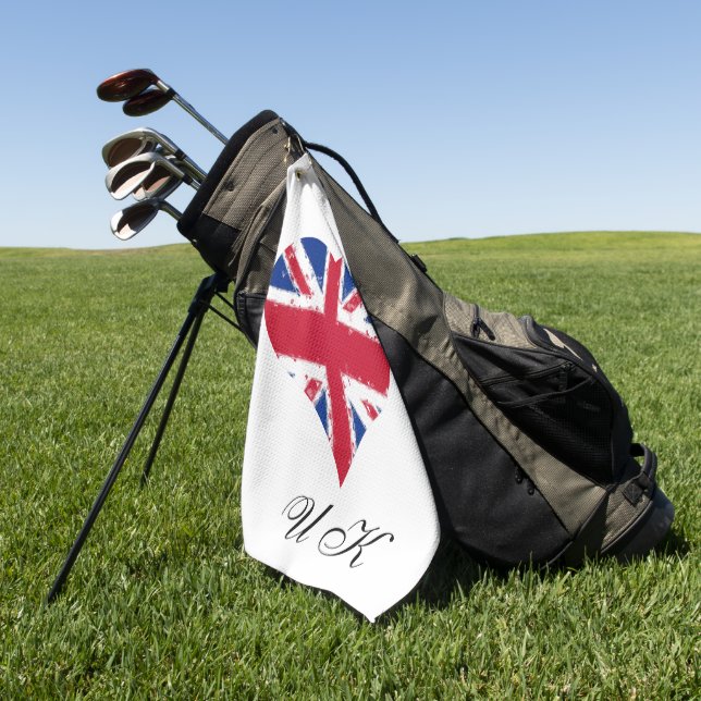 I Heart UK England Britische Flagge Golfhandtuch (Gras)