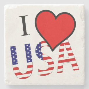 I Heart USA Overlay Stone Untersetzer