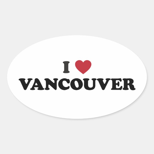 I Heart Vancouver Canada Ovaler Aufkleber (Vorderseite)