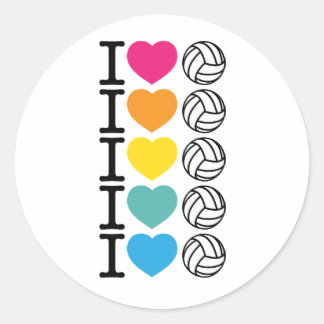 I Heart Volleyball - Regenbogen Runder Aufkleber