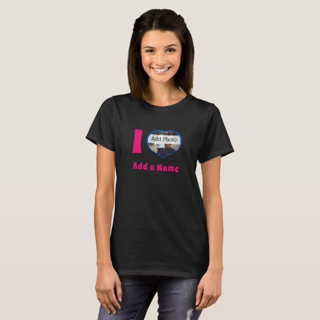 I heart you add Name photo cute modern T-Shirt (Vorne ganz)
