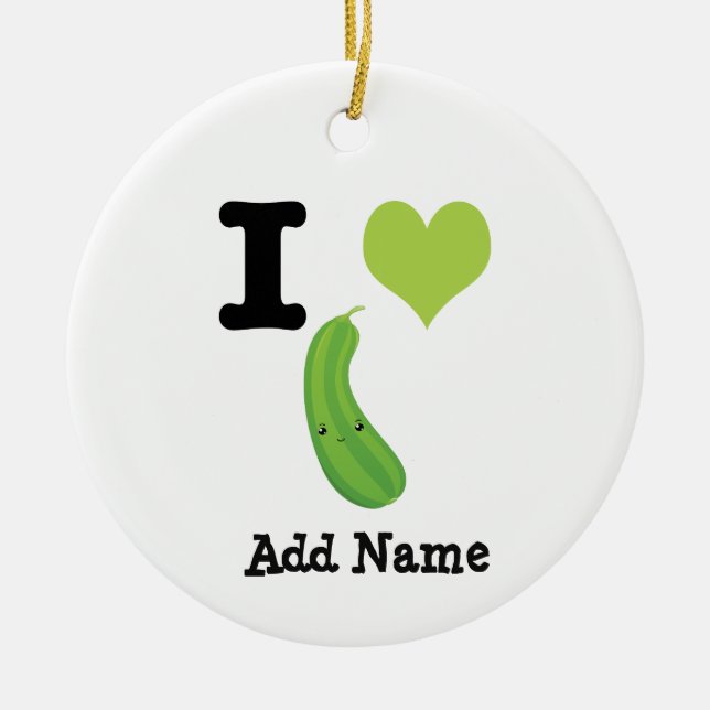 I Heart Zucchini Niedlich Kawaii Zucchini Keramikornament (Vorne)