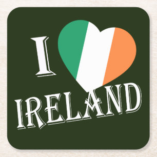 I Heartflagge Irland Tragfähigkeit Küste Rechteckiger Pappuntersetzer