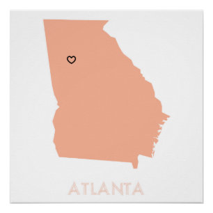 I Herz-Atlanta-Pfirsich-Georgia-Karten-Plakat Poster