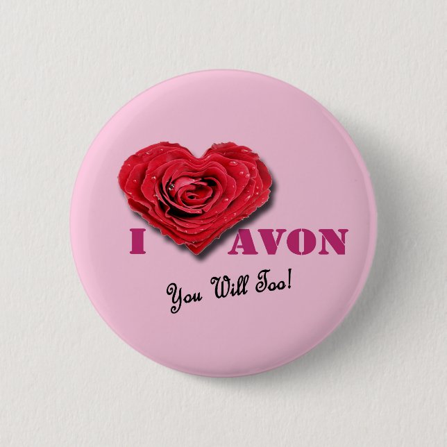 I Herz AVON, das Sie auch werden! rosa Knopf Button (Vorderseite)