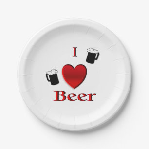 I Herz Beer Design Cufflinks Pappteller