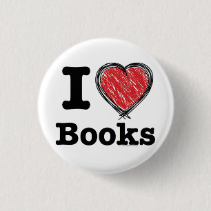 I Herz-Bücher! I Liebe-Bücher! (Linien gekritzel Button