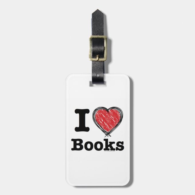 I Herz-Bücher! I Liebe-Bücher! (Linien gekritzelt) Gepäckanhänger (Vorderseite vertikal)