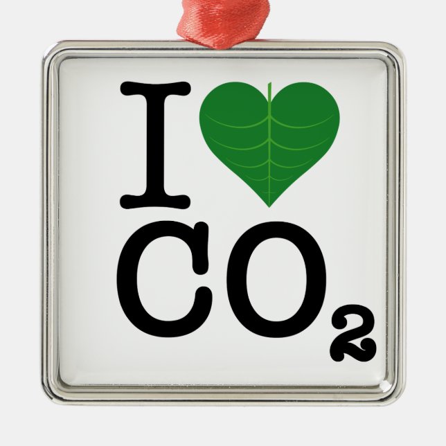 I Herz CO2 Silbernes Ornament (Vorne)