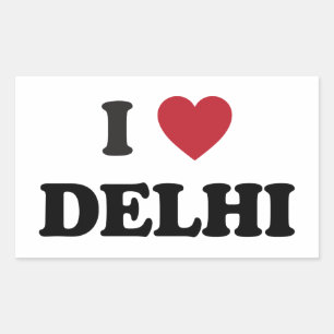 I Herz Delhi Indien Rechteckiger Aufkleber