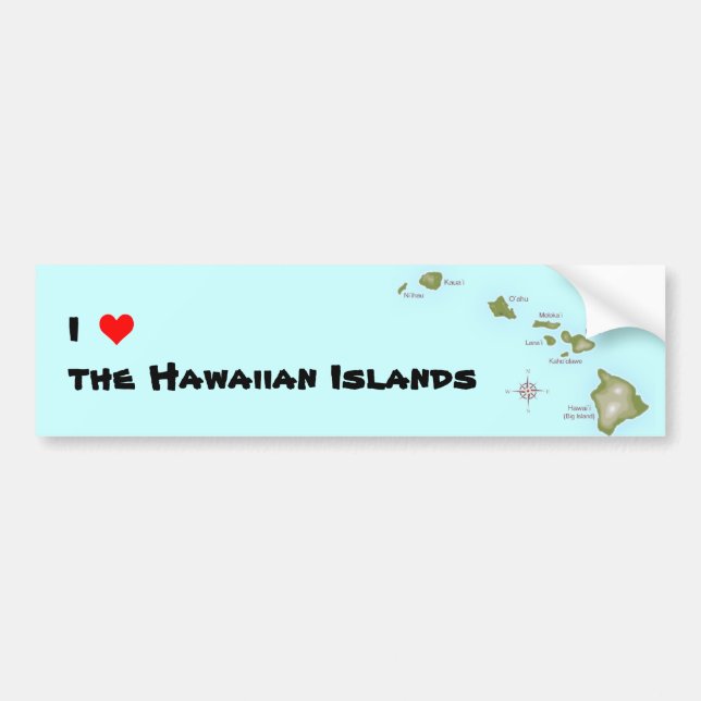 I (Herz) der Hawaiianischen Inseln Autoaufkleber (Vorne)