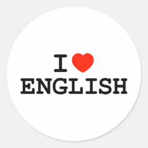 I Herz-Englisch Runder Aufkleber