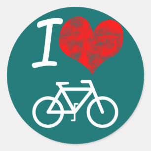 I Herz-Fahrrad Runder Aufkleber