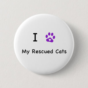 I Herz gerettete Katzen Button