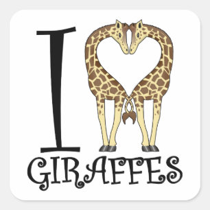 I Herz-Giraffen Quadratischer Aufkleber