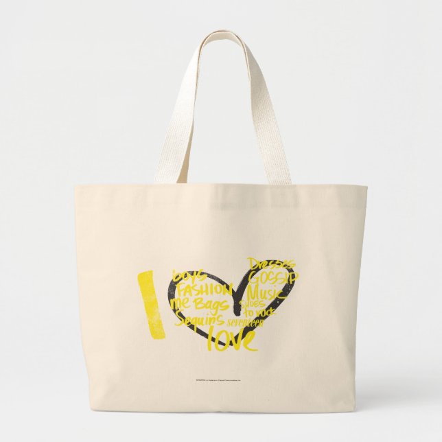 I Herz-Graffiti-Gelb Jumbo Stoffbeutel (Vorne)