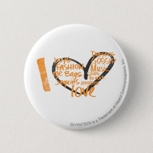 I Herz-Graffiti-Orange Button