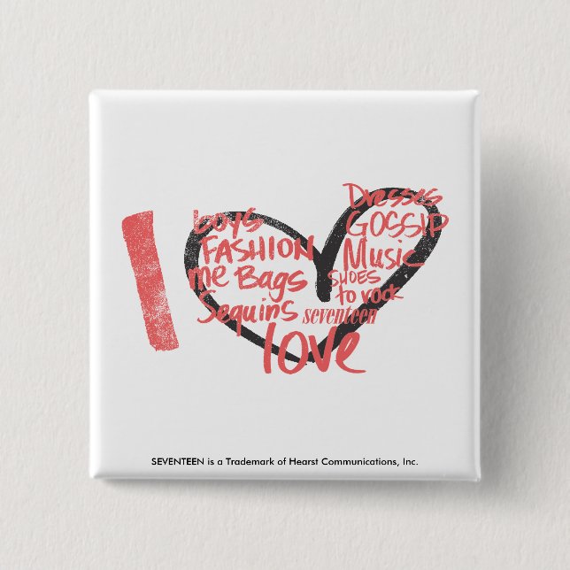 I Herz-Graffiti-Rosa Button (Vorderseite)