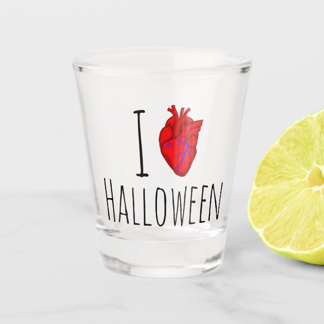 I Herz Halloween Schnapsglas (Vorderseite)