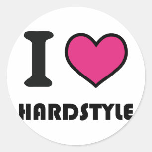 i Herz Hardstyle Runder Aufkleber
