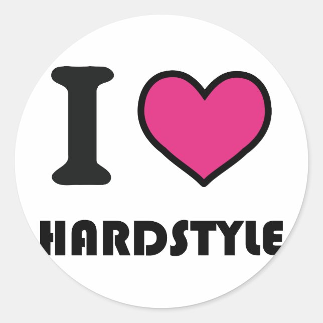i Herz Hardstyle Runder Aufkleber (Vorderseite)