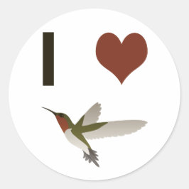 I Herz Hummingvögel Runder Aufkleber