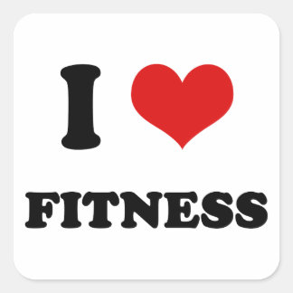 I Herz I Liebe Fitness Quadratischer Aufkleber