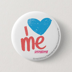 I Herz ich Aqua/Rosa Button