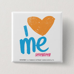 I Herz ich Orange/Aqua Button
