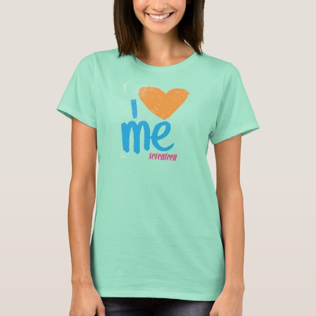 I Herz ich Orange-Aqua T-Shirt (Vorderseite)