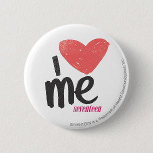I Herz ich rosa Button