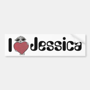 I Herz-Jessica-alien Autoaufkleber