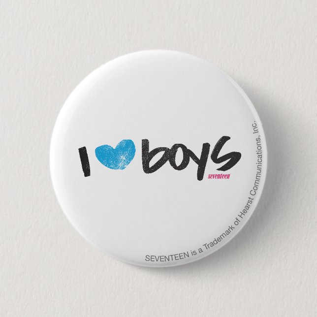I Herz-Jungen-Aqua Button (Vorderseite)