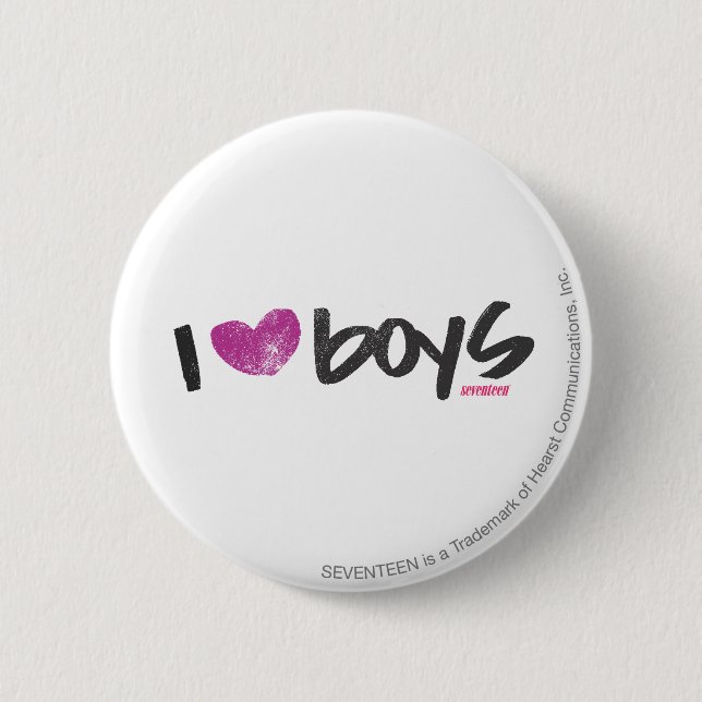 I Herz-Jungen lila Button (Vorderseite)