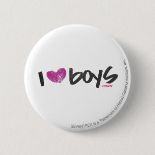 I Herz-Jungen lila Button
