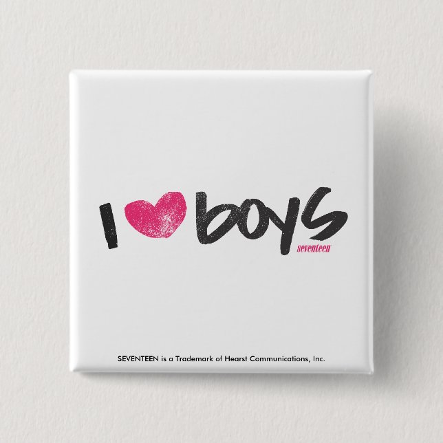 I Herz-Jungen magentarot Button (Vorderseite)