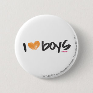 I Herz-Jungen orange Button