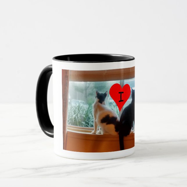 I Herz-Katzen, Foto der Katzen auf Windowsill Tasse (Vorderseite Links)