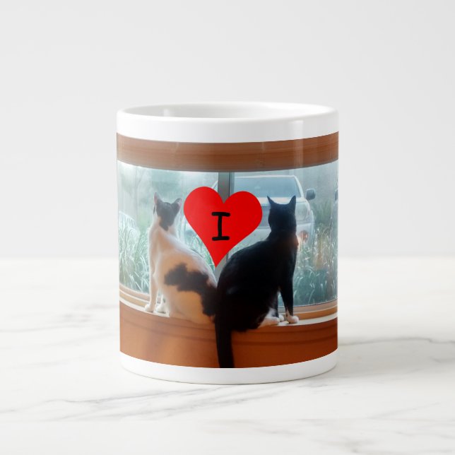 I Herz Katzen, Foto von Katzen auf Windows Jumbo-Tasse (Vorderseite)